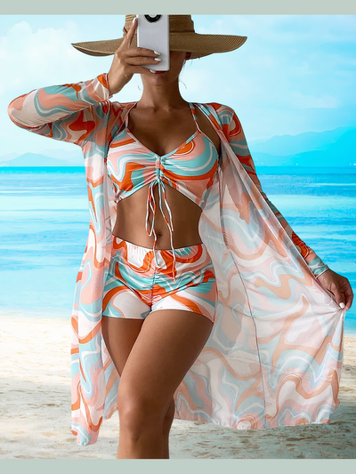 AMALFI™ - High-Waist Bikini Set with Cover-Up