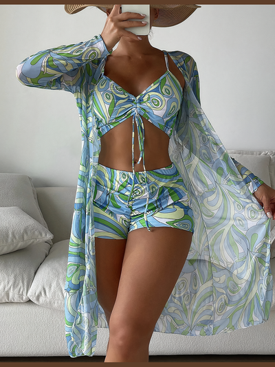 AMALFI™ - High-Waist Bikini Set with Cover-Up